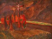 Jindrich Prucha Crucifixion oil on canvas